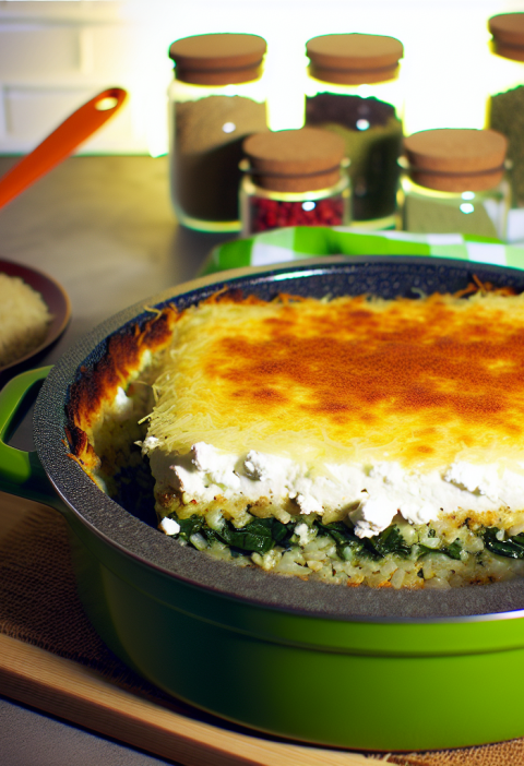 Delicious spinach feta rice casserole for a cozy dinner