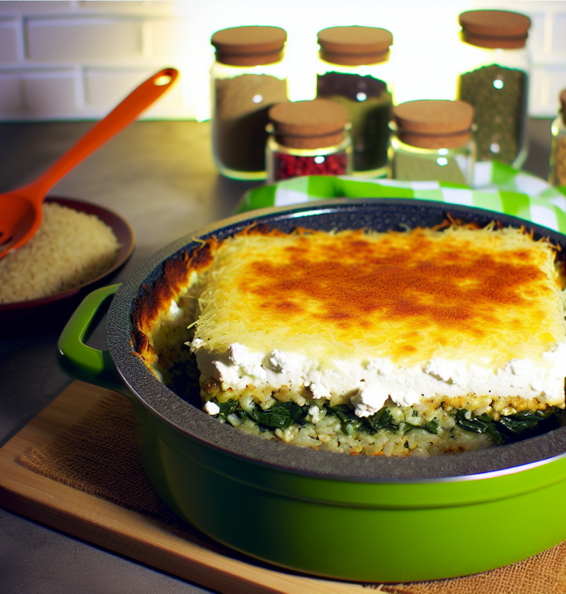 Delicious spinach feta rice casserole for a cozy dinner